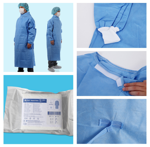 Sterile Non Reinforced Disposable Surgical Gowns SMS Material Light