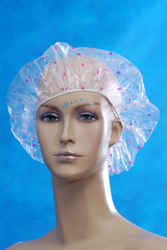 Printed Disposable Head Covers , Pe Shower Disposable Hair Caps Waterproof