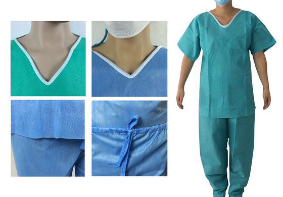 Scrub Disposable Protective Suits Anti Static with Short Sleeve ISO approval