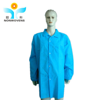OEM Disposable Lab Coats With Cuffs And Knit Collar Pockets CE Certificate