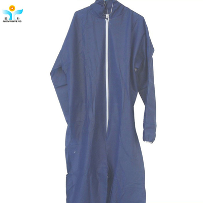 Sms Body Suit Disposable Coverall Disposable Protective Wear With Knitted Elastic Cuffs And Zipper Cap