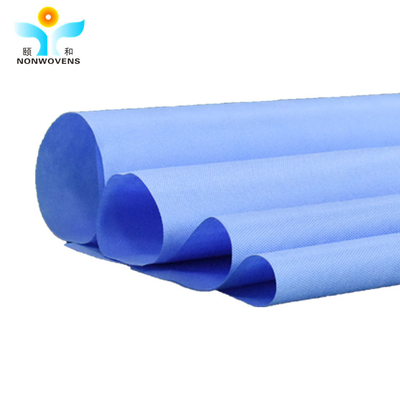 Wholesale Manufacturer SMS Non Woven Fabric Medical Gown Material 35gsm 1.6m, 2.4m Width Blue SMMS Non Woven Fabric