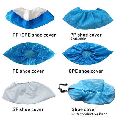 PP SMS PE CPE Material Anti-skid Or Normal Shoe Cover For Food Processing Industry