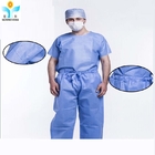 Nonwoven ISO SMS V Collar Navy Blue Disposable Protective Suits , Medical Scrubs