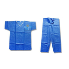Nonwoven ISO SMS V Collar Navy Blue Disposable Protective Suits , Medical Scrubs