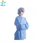 Non Woven Fabric Disposable Blue Surgical Gown Sms Unisex With Knitted Cuff