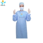 Non Woven Fabric Disposable Blue Surgical Gown Sms Unisex With Knitted Cuff
