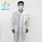 Soft Disposable Button Lab Coat White Velcro Zipper 50gsm For Dust Free Industry