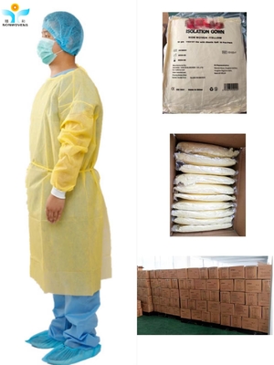 Disposable PP Polyethylene Disposable Isolation Gown with Knitted Cuff and Waist 2 Ties