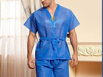 Knee Length Disposable Kimono Gowns Sauna Suit Medical White/Blue/Pink/Black