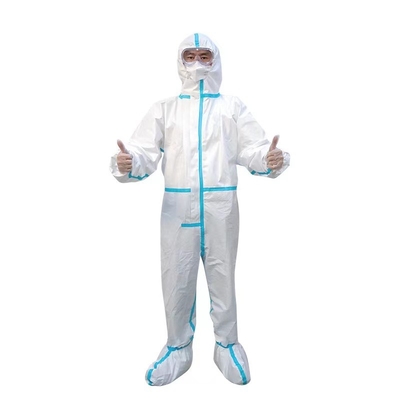 White Disposable Safety Suit PP / SMS / Microporous Fabric Full Body Suit Anti - Static