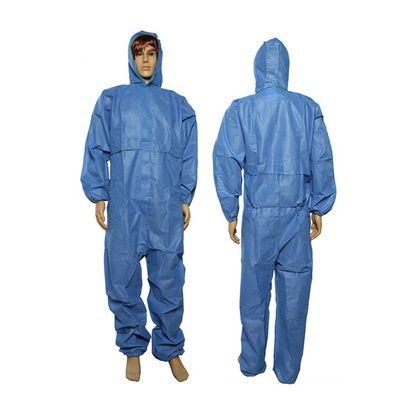 Collared Protective Clothing With PP Microporous Fabric And Attached Hood