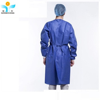 30-50gsm Disposable Surgical Gown Non-Woven Fabric Waist 2 Or 4 Ties