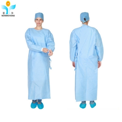 Disposable Medical SMMS Hospital Surgical Gown With Cuff And Ties CE Certified
