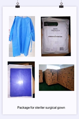 Disposable Medical SMMS Hospital Surgical Gown With Cuff And Ties CE Certified