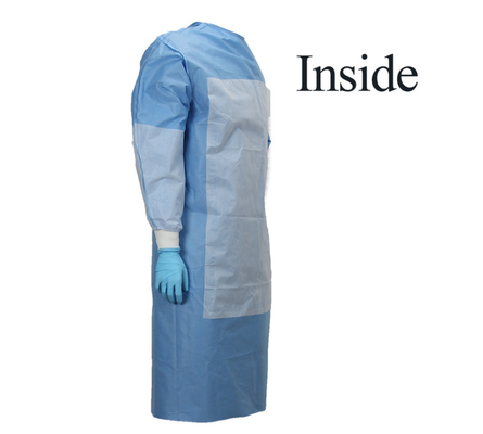 Eco friendly Reinforced Surgical Gown Ultrosonic Welding Individual Package Anti Bacterial Sterlization Style