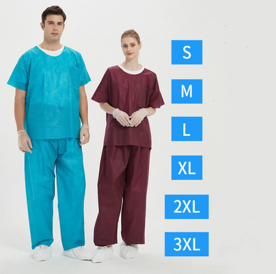 Scrubs Short Sleeve Pants SMMS Nonwoven Patient Gown Waterproof For Hospital