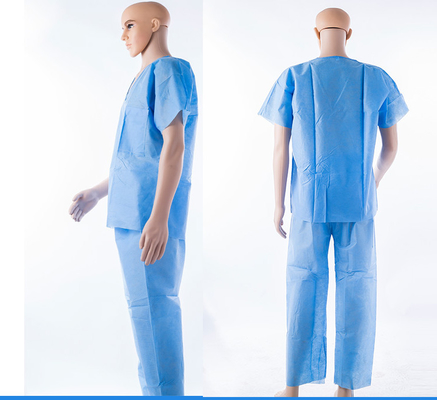 Scrubs Short Sleeve Pants SMMS Nonwoven Patient Gown Waterproof For Hospital