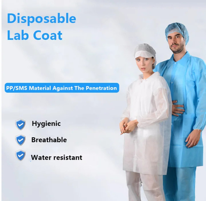 50gsm Disposable Lab Coat With 2XL Size Medical Purpose