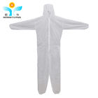 Ce White Pp Disposable Gown Coverall 25-60gsm Non Woven Waterproof With Knitted Elastic Cuffs And Zipper Cap And Hoods