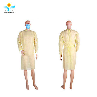 20-50GSM Fluids Protection PP Yellow Disposable Isolation Clothing Isolation Gown