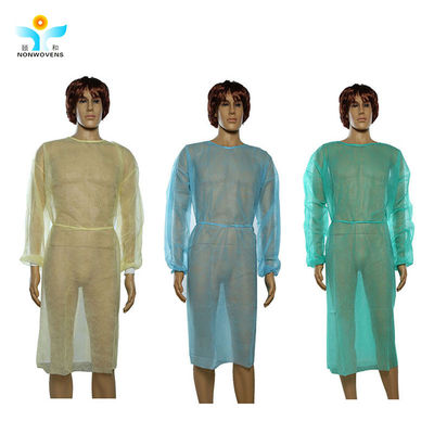 Work Protection Hospital Yellow PP SMS Disposable Isolation Gowns With CE Certificate