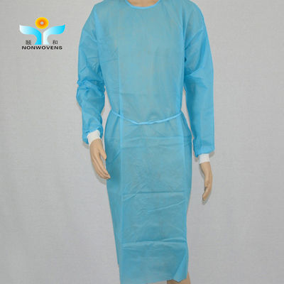 117*137cm Non Woven Isolation Gown , Non Woven Disposable Gown With Knitted Cuff