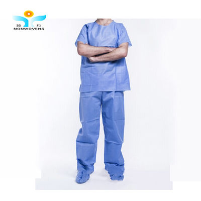 Hospital Use SMS Disposable Medical Scrubs ultrasonic welding Short Sleeve