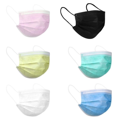 Colorful 3 Ply Medical Face Mask Used In Hospital With Earloop 17.5*9cm