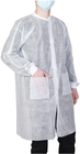 Lab Coat nonwoven fabric SMS Surgical Hospital Clothes V Collar Blue White