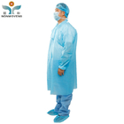 Mid Length Blue Disposable Lab Coats Resistant Knitted Collar Medical Grade