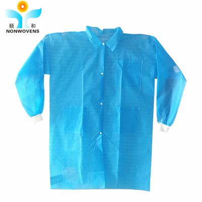 Blue Disposable Protective Wear Gown 100% Polypropylene For Industrial