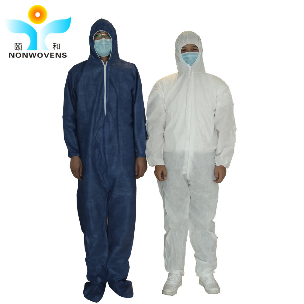 55gsm SMS Disposable Coveralls With Hood And Boots Disposable Ppe Suits