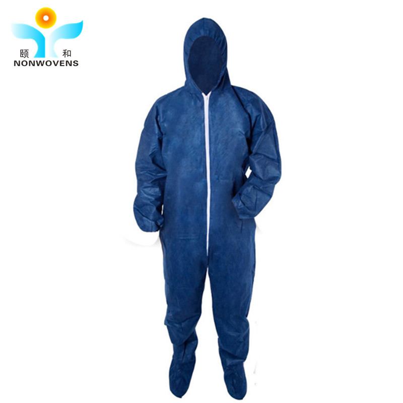 55gsm SMS Disposable Coveralls With Hood And Boots Disposable Ppe Suits
