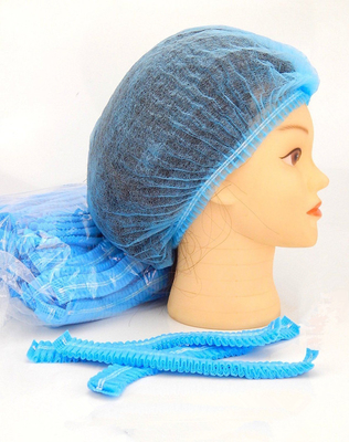 10gsm 12gsm 14gsm Disposable Hair Net Cap Double / Single Elastic Bouffant Mob Cap