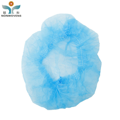 30gsm Disposable Blue Clip Net Cap With Of 18‘’21‘’24‘’For In Food Processing Plant