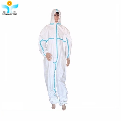 Medical Disposable Non Woven Coverall Waterproof Microporous Fabric Coverall