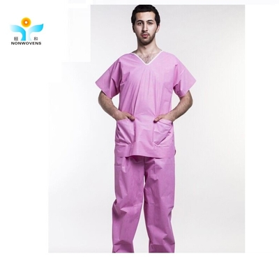 V Shape Collar Disposable Protective Suits SPP Material Patient With Pockets For Hospital