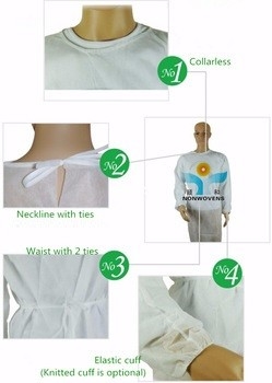 Elastic Cuff Disposable Isolation Gown Knitted Cuff Long Sleeve CE Certified