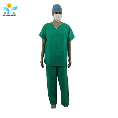 OEM Hospital Disposable Uniform Patient Suit SMS Scrub With Blue Purple Green