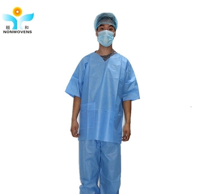 PP SMS Disposable Patient Suits Separate Drawstring Waist For Hospital Uniform