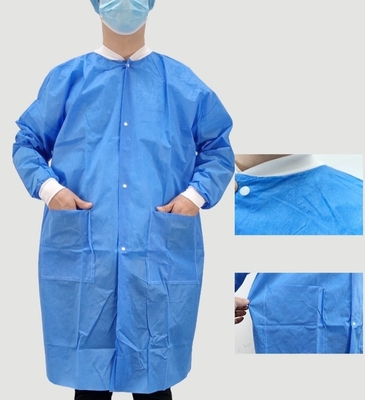 Soft Disposable Button Lab Coat White Velcro Zipper 50gsm For Dust Free Industry
