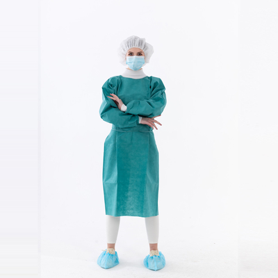 Disposable PP Polyethylene Disposable Isolation Gown with Knitted Cuff and Waist 2 Ties