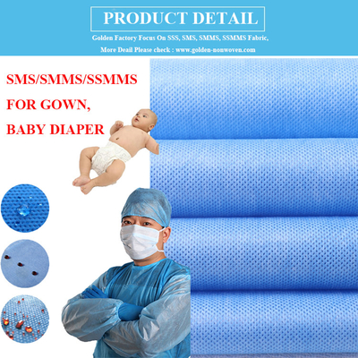 Medical Blue 0.5mm Non Woven SMS Fabric Roll 120gsm From Xinyang YIhe