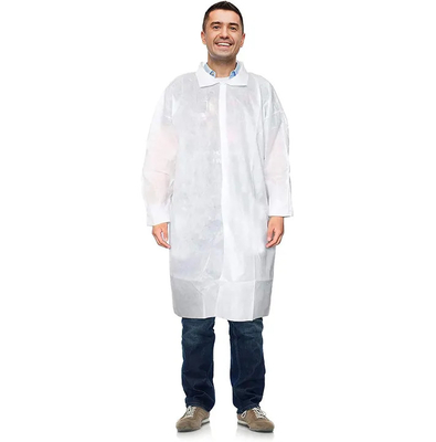 25-50gsm Disposable White Lab Coat Waterproof White Color PP SMS Nonwoven Fabric