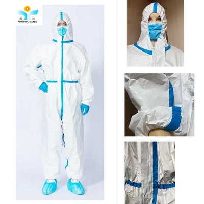 S-XXXL Blue Disposable Protective Coverall Zipper Front For Safety