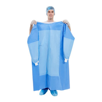 Eco friendly Reinforced Surgical Gown Ultrosonic Welding Individual Package Anti Bacterial Sterlization Style