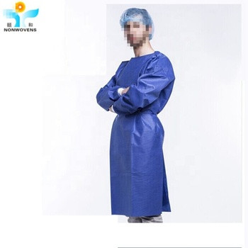 S-3XL SMS Medical Surgical Gown Sterlized With Waist 2 Or 4 Ties Wearable