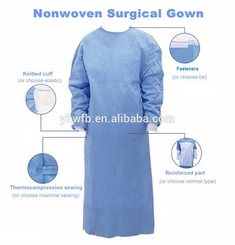 30-50gsm Disposable Surgical Gown Reinforced Style Waist 2 Or 4 Ties