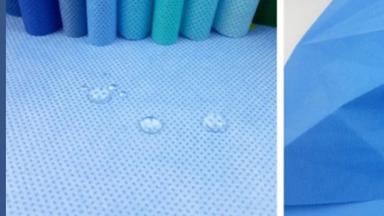 Medical Blue Disposable SMS Gown Material For Scrub Suit Mask